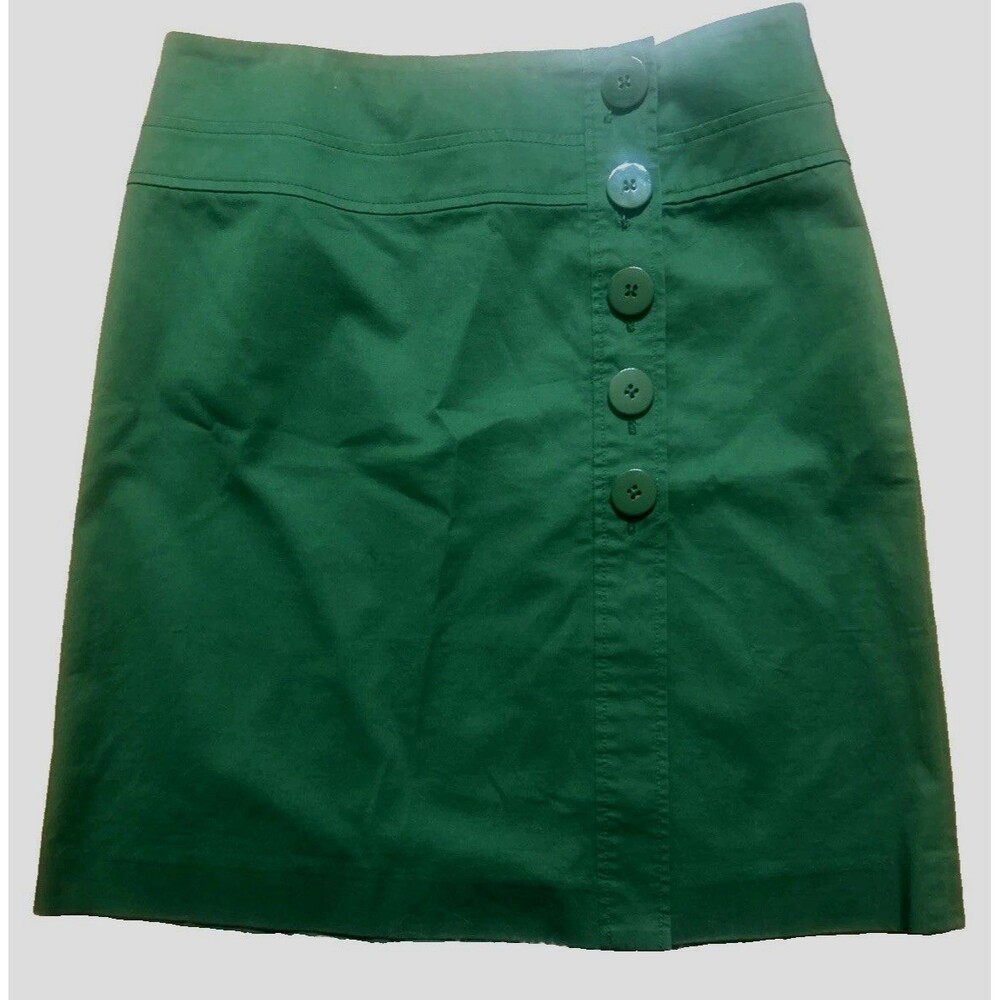 Talbots Women’s 4  Stretch Dark Green Cotton Straight Big Button Knee Preppy